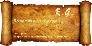 Rosenstein Gergely névjegykártya